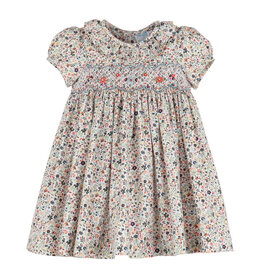 Luli & Me Majestic Floral Smock Dress Blue