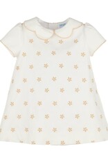 Luli & Me Embroidery Flowers Dress Beige