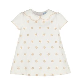 Luli & Me Embroidery Flowers Dress Beige