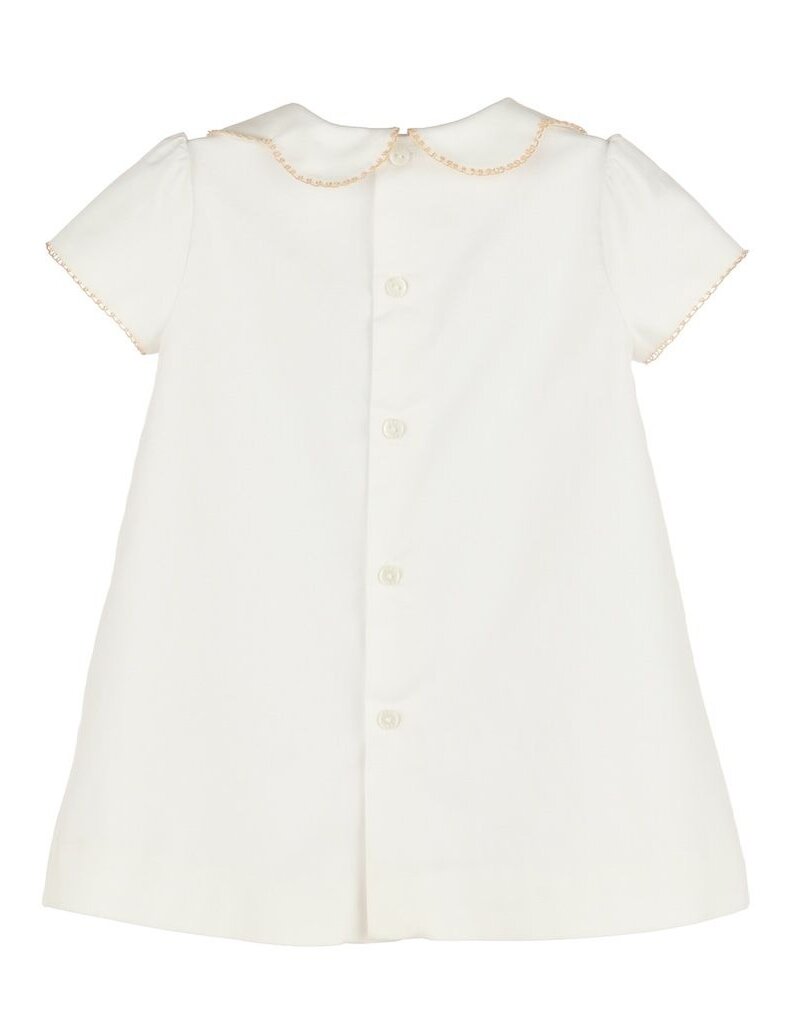 Luli & Me Embroidery Flowers Dress Beige