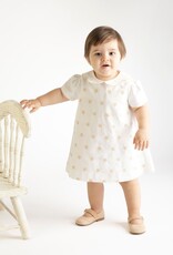 Luli & Me Embroidery Flowers Dress Beige