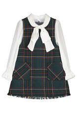 Abel & Lula Fraying Pinafore Dress Green Plaid
