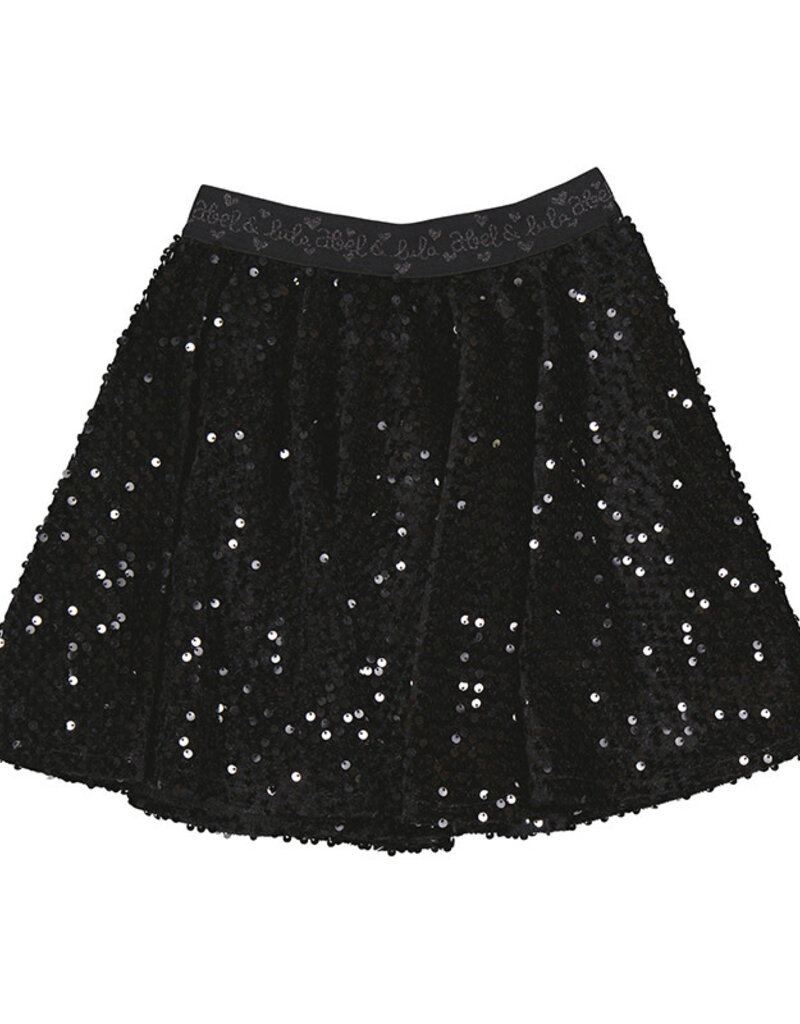 Abel & Lula Velvet Sequin Skirt Black
