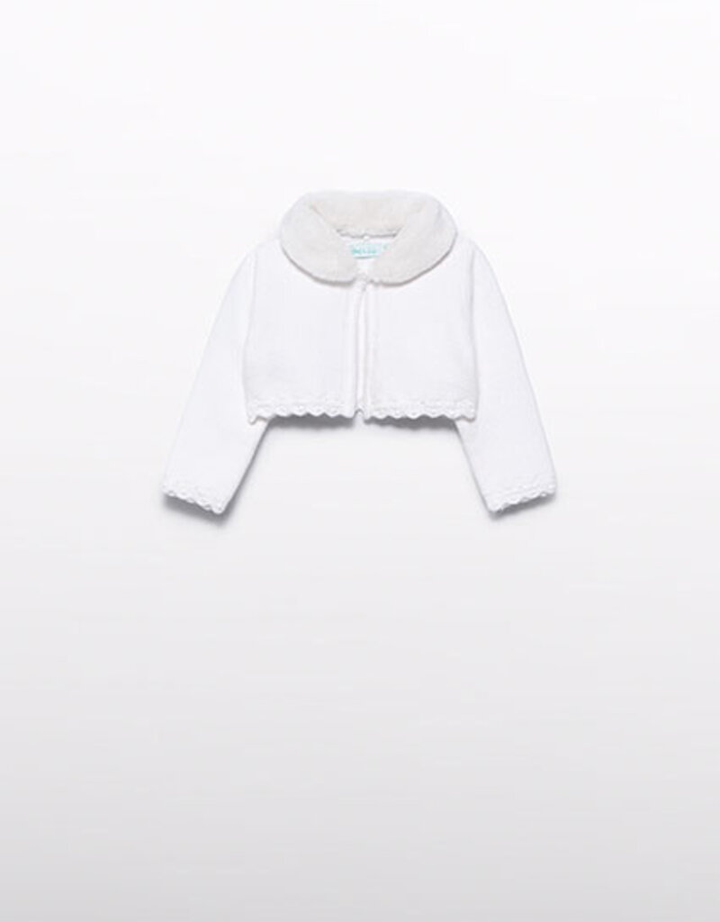 Abel & Lula Faux Fur Collar Cardigan Cream