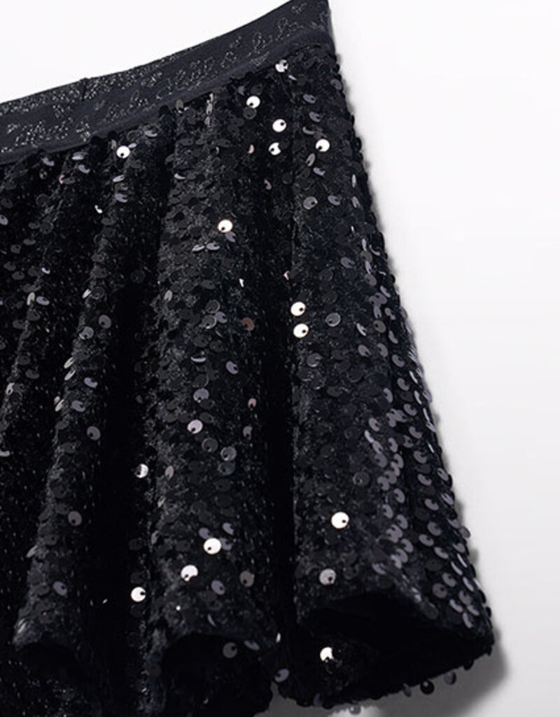 Abel & Lula Velvet Sequin Skirt Black