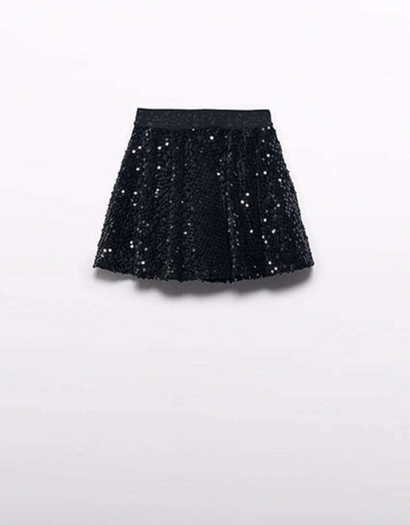 Abel & Lula Velvet Sequin Skirt Black