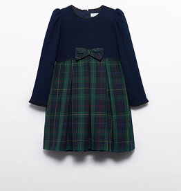 Abel & Lula SALE Navy Dress w/Green Plaid Skirting