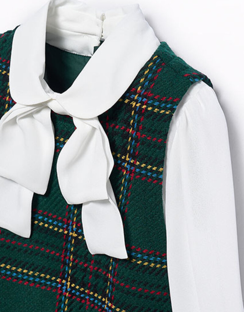 Abel & Lula Fraying Pinafore Dress Green Plaid