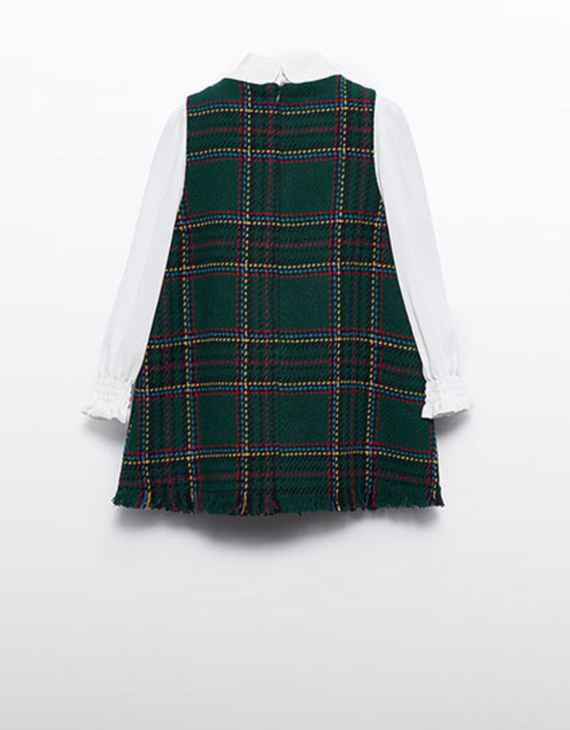 Abel & Lula Fraying Pinafore Dress Green Plaid