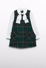 Abel & Lula Fraying Pinafore Dress Green Plaid