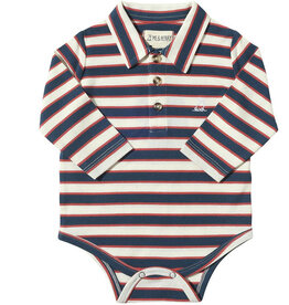 Me & Henry SALE POLO ONESIE SEYMOUR NAVY RUST CREAM STRIPE