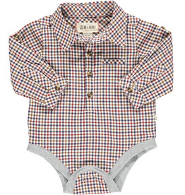 Me & Henry SALE ONESIE JASPER NAVY CREAM WINE PLAID