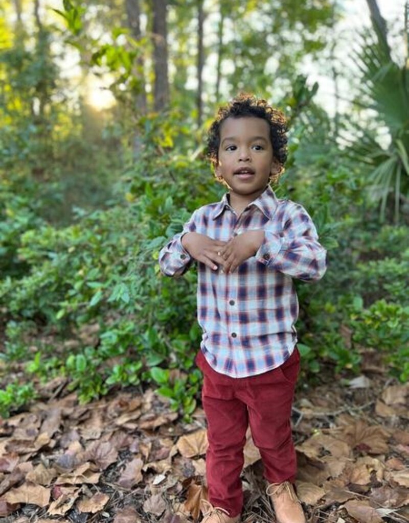 Me & Henry ATWOOD WOVEN SHIRT NAVY RED CREAM PLAID