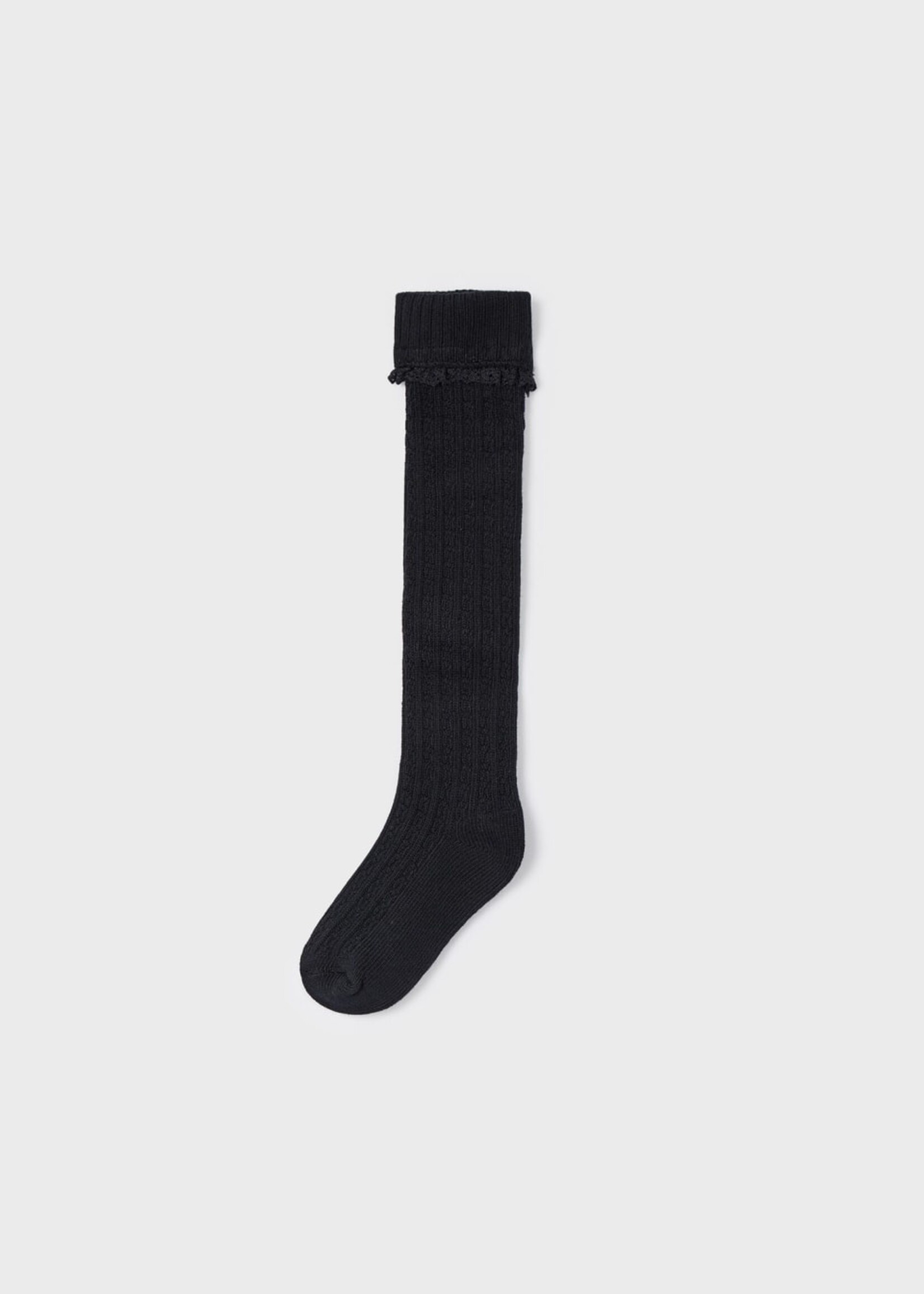 Mayoral Black Knee Socks w/Frill