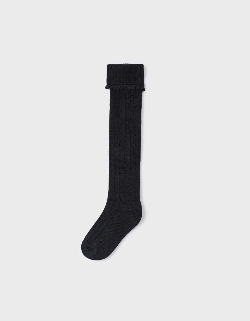 Mayoral Black Knee Socks w/Frill