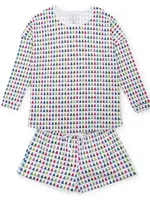 Lila + Hayes SALE Anna Women's Pajama Short Set Christmas Tree Bright