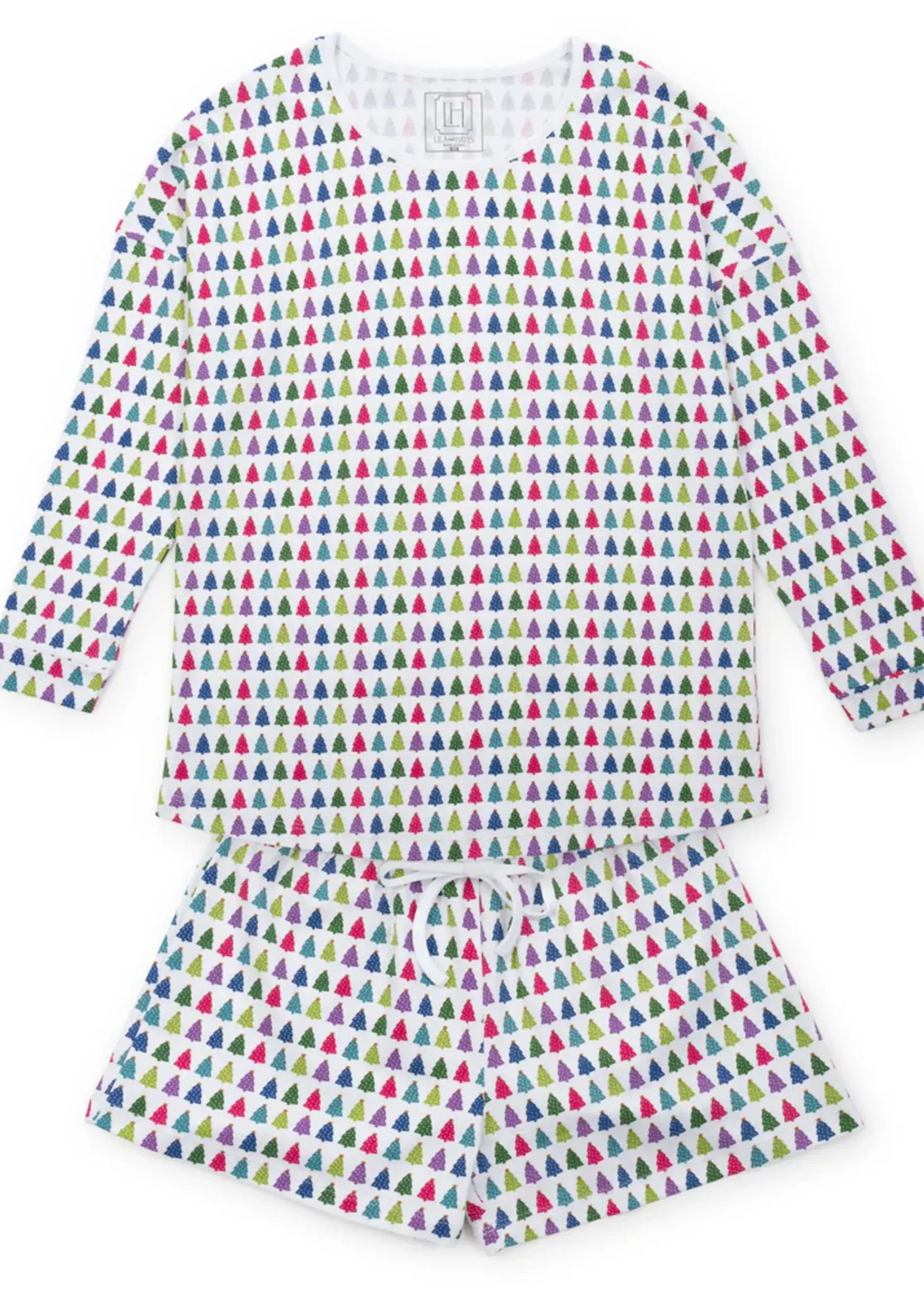 Lila + Hayes Anna Women's Pajama Short Set Christmas Tree Bright