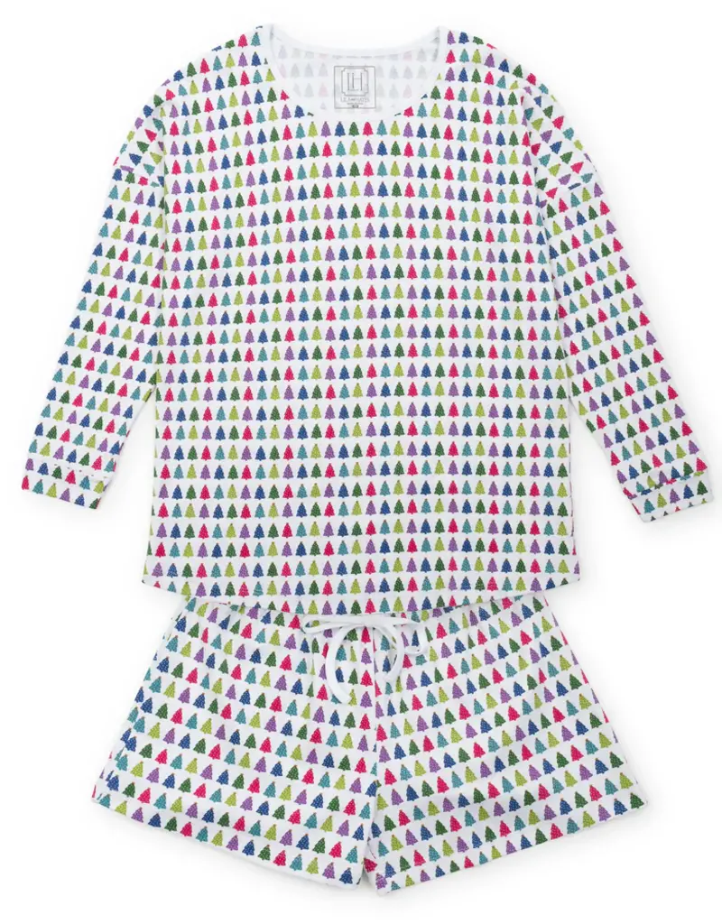 Lila + Hayes Anna Women's Pajama Short Set Christmas Tree Bright