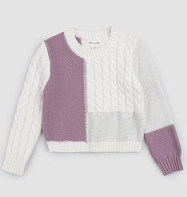 miles the label SALE PURPLE DUSTY WHITE COLORBLOCK SWEATER