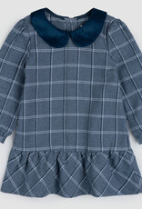 miles the label NAVY PLAID TWEED COLLARED DRESS