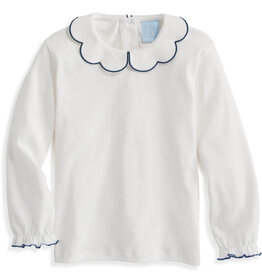 bella bliss SALE L/S Pima Scallop Collar Tee Ivory w/Navy