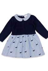 Viverano Whale Embr Pinstripe Sweater Knit Dress
