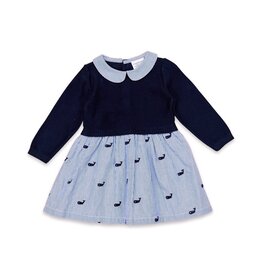 Viverano Whale Embr Pinstripe Sweater Knit Dress