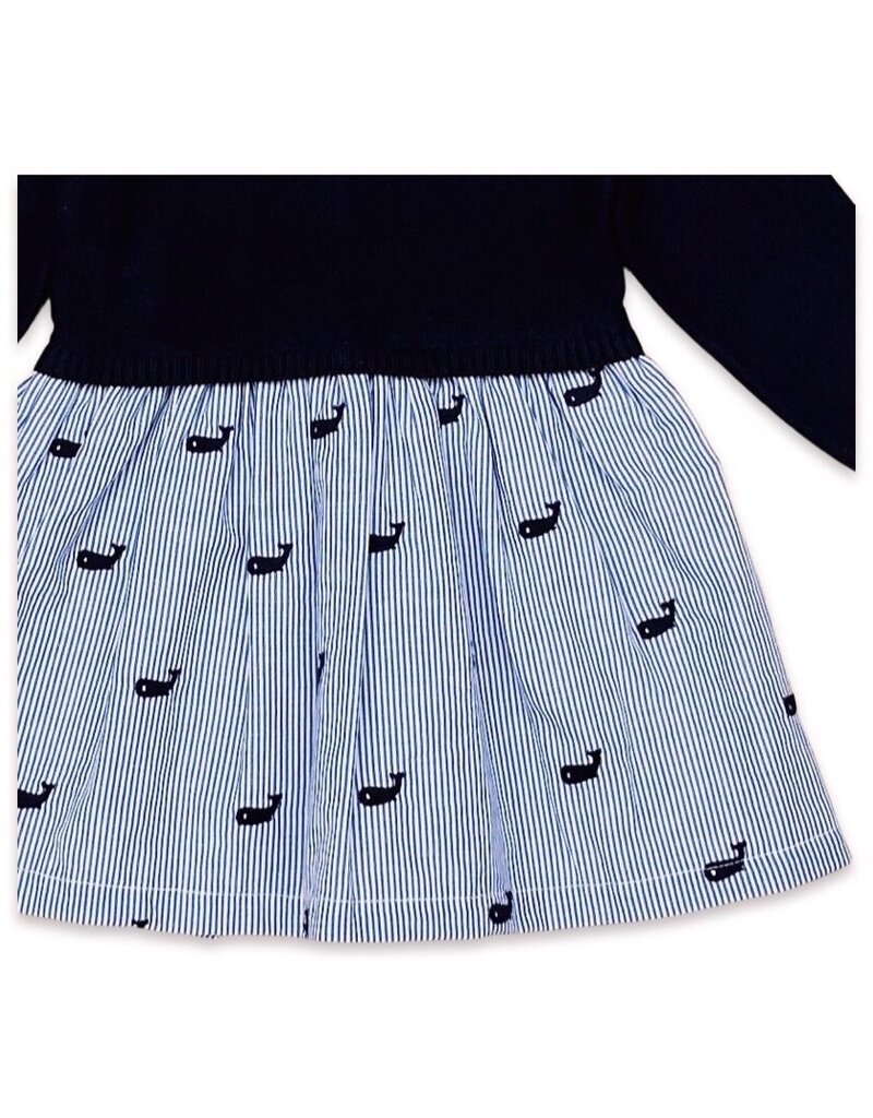 Viverano Whale Embr Pinstripe Sweater Knit Dress