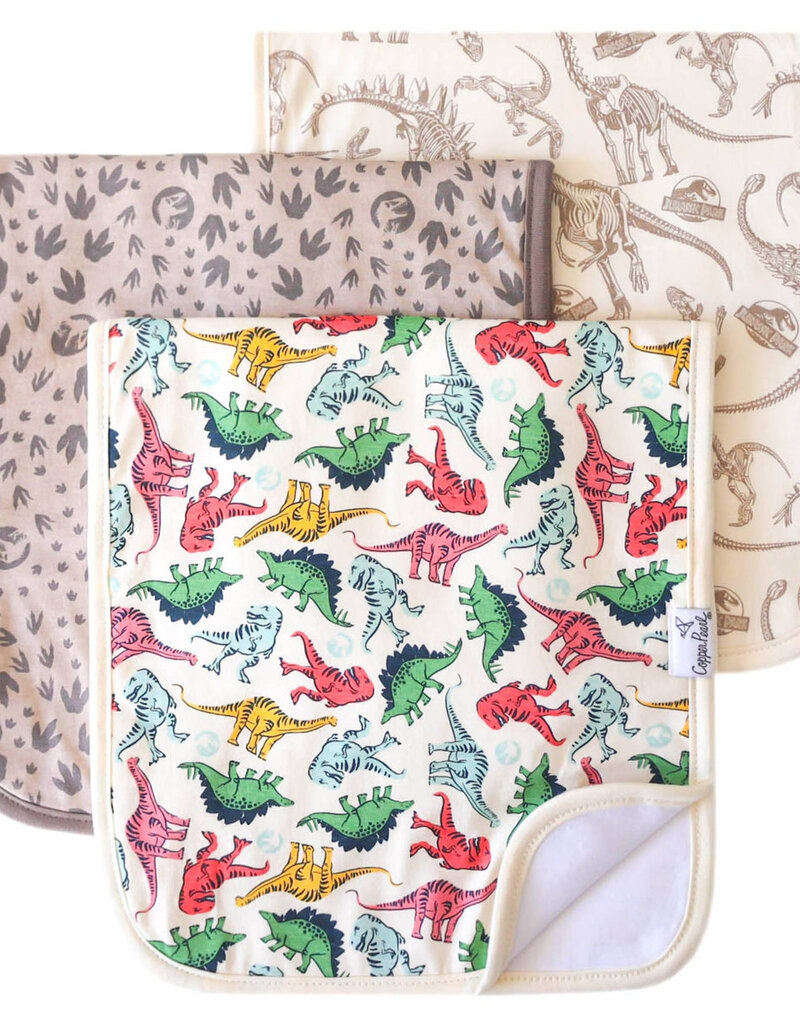 Copper Pearl Burp Cloth Set Jurassic Park