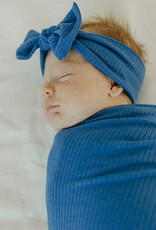 Copper Pearl Knit Rib Blanket Indigo