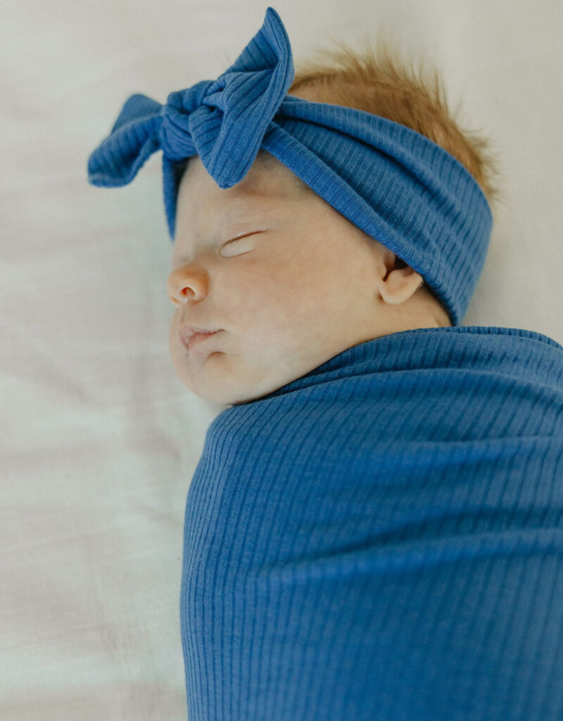 Copper Pearl Knit Rib Blanket Indigo