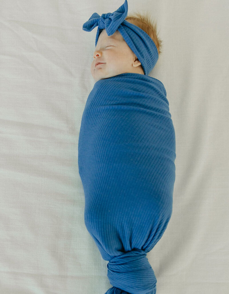 Copper Pearl Knit Rib Blanket Indigo