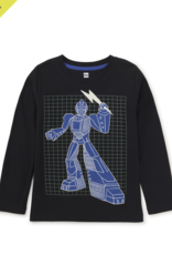 Tea Collection Glow Robot Layered Sleeve Tee Jet Black