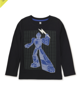 Tea Collection Glow Robot Layered Sleeve Tee Jet Black