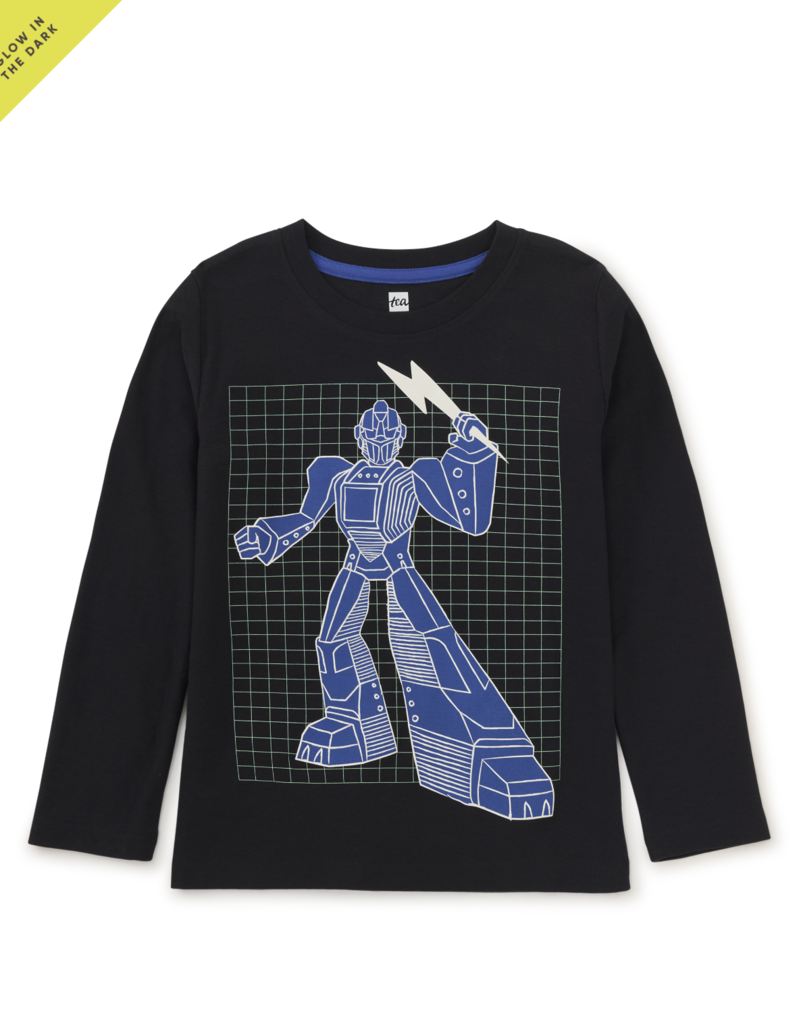 Tea Collection Glow Robot Layered Sleeve Tee Jet Black