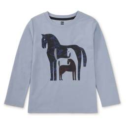 Tea Collection SALE Marbled Horses Graphic Tee Scenic Blue