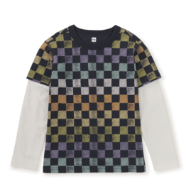 Tea Collection SALE Printed Layered Sleeve Tee Checkerboard