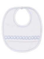 Kissy Kissy Bib w/Hand Smocking White/Lt Blue