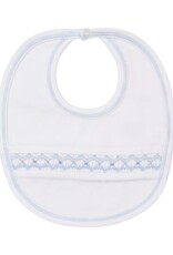 Kissy Kissy Bib w/Hand Smocking White/Lt Blue