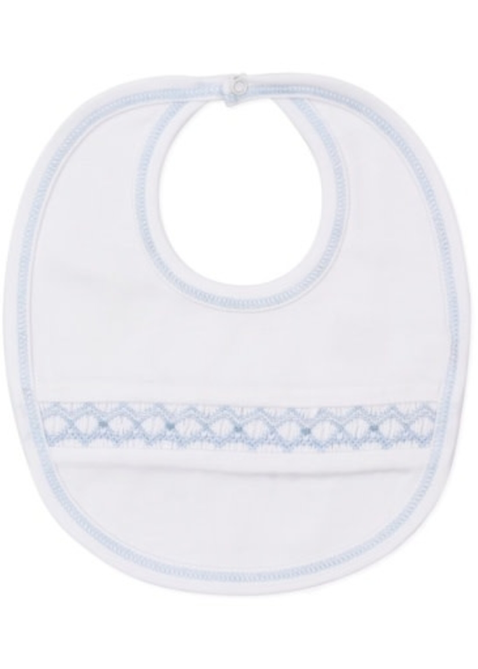 Kissy Kissy Bib w/Hand Smocking White/Lt Blue