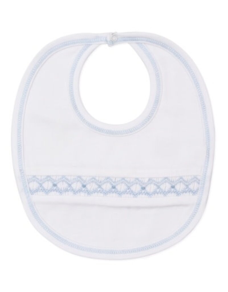 Kissy Kissy Bib w/Hand Smocking White/Lt Blue