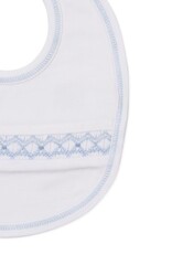 Kissy Kissy Bib w/Hand Smocking White/Lt Blue