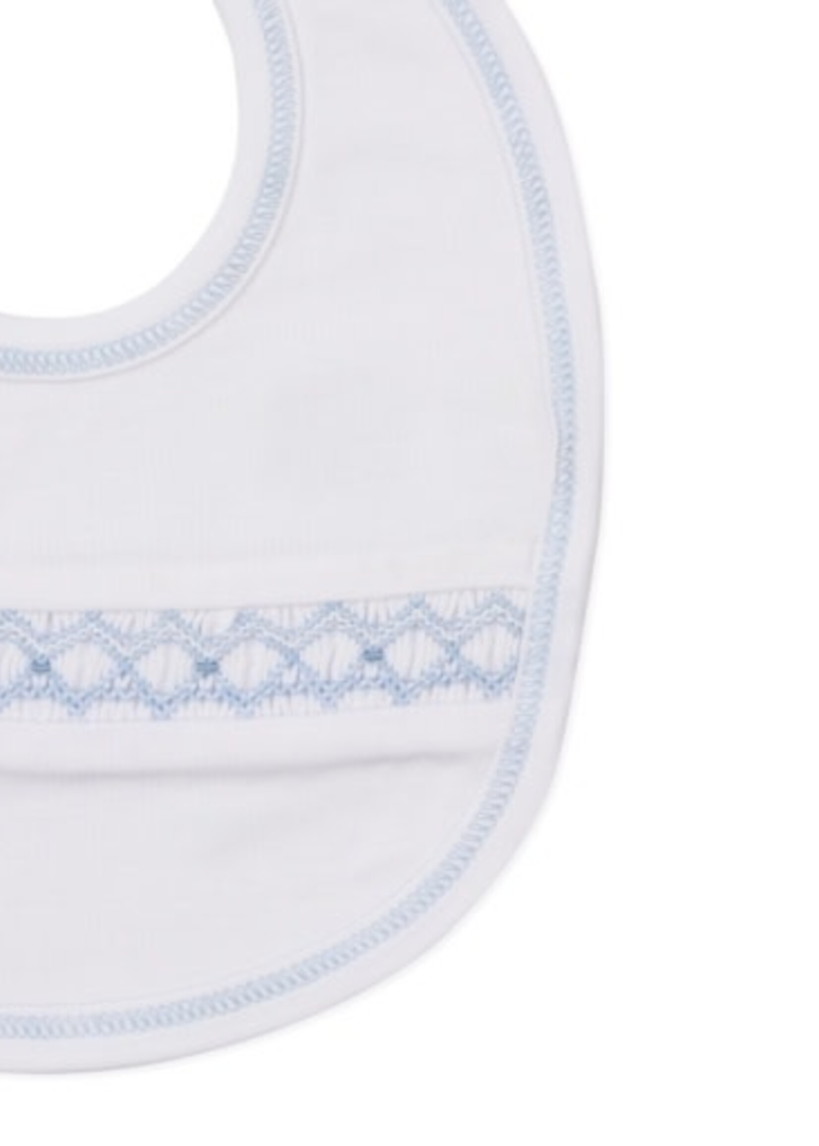 Kissy Kissy Bib w/Hand Smocking White/Lt Blue