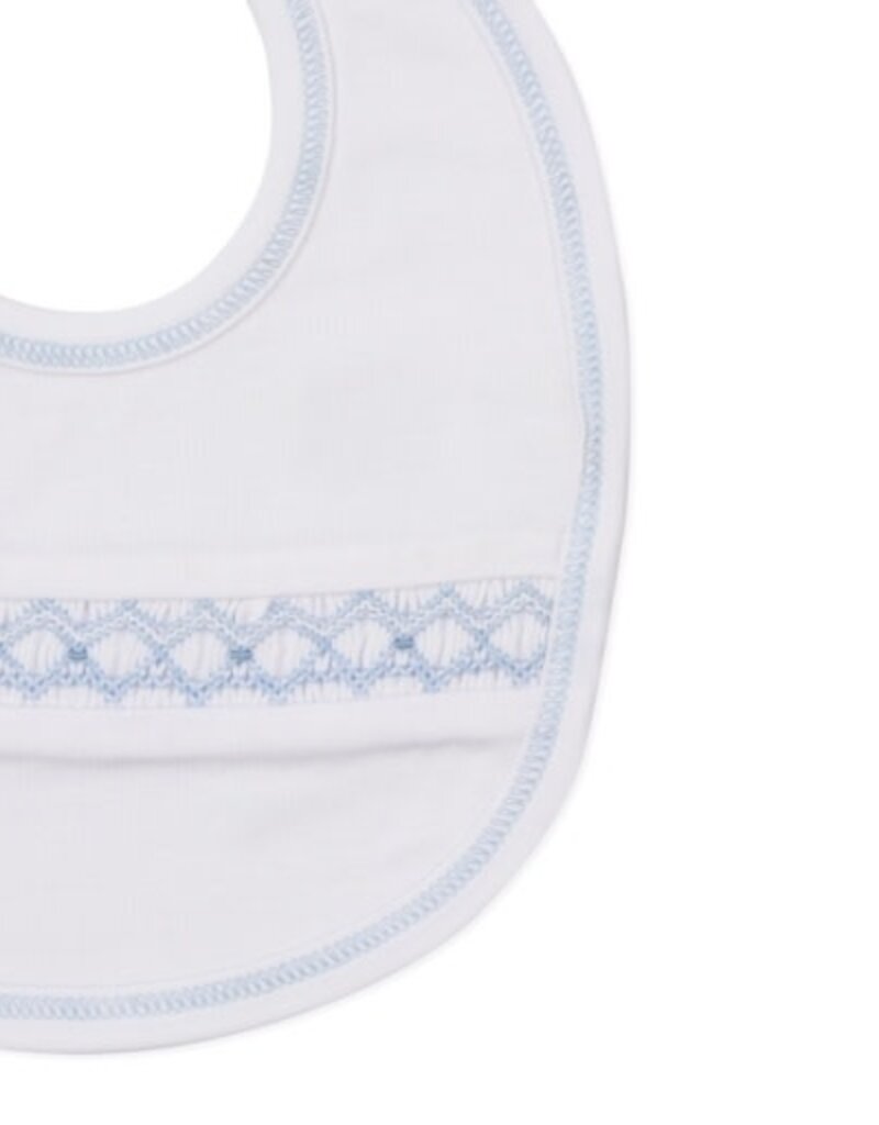Kissy Kissy Bib w/Hand Smocking White/Lt Blue