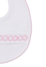 Kissy Kissy Bib w/Hand Smocking White/Pink
