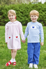 Little English Applique T-Shirt Love Letter Lt Blue Stripe
