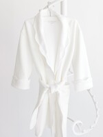 Terry Tots Bathrobe White Jacquard Bows w/Scallop Edge