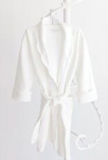 Terry Tots Bathrobe White Jacquard Bows w/Scallop Edge