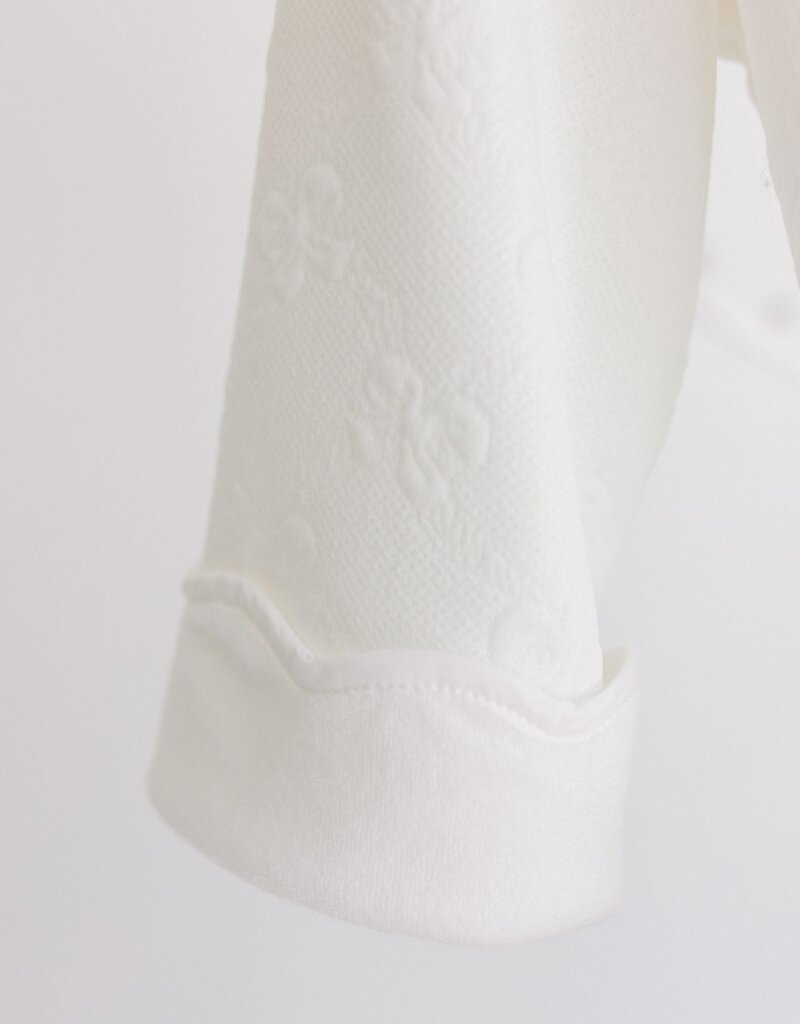 Terry Tots Bathrobe White Jacquard Bows w/Scallop Edge