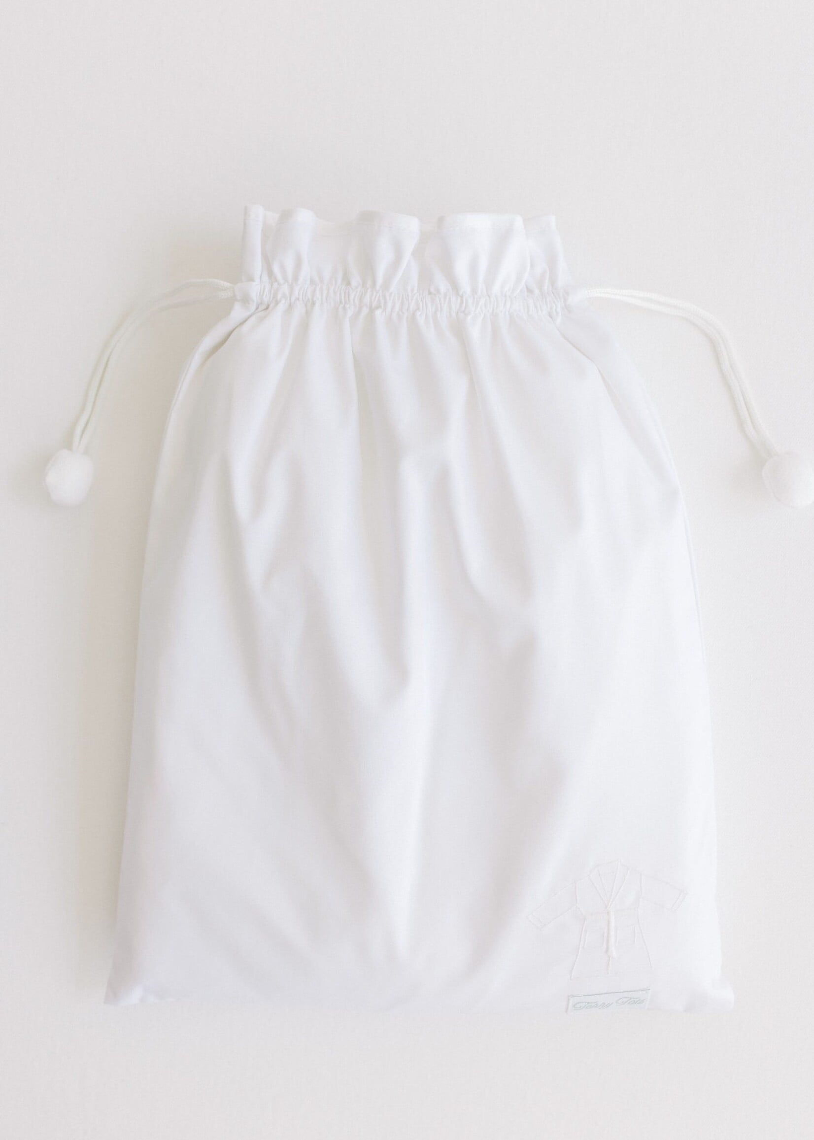 Terry Tots Bathrobe White Jacquard Bows w/Scallop Edge